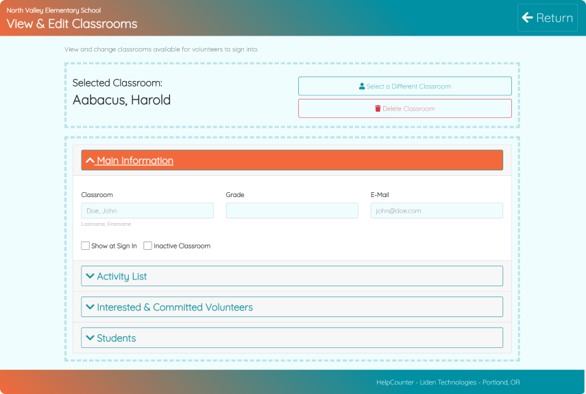 Screenshot of a HelpCounter Desktop UI